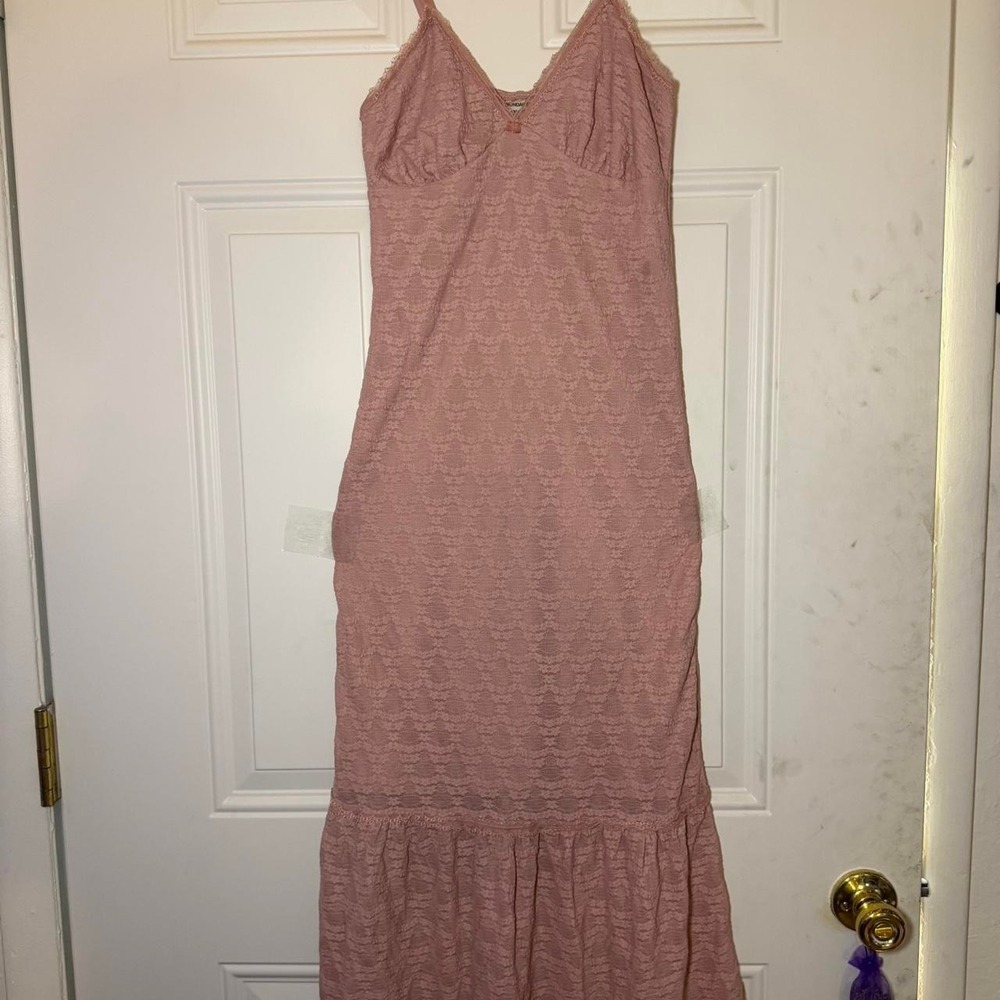 No Boundaries pink lace maxi dress with adjustable straps Size XXS
